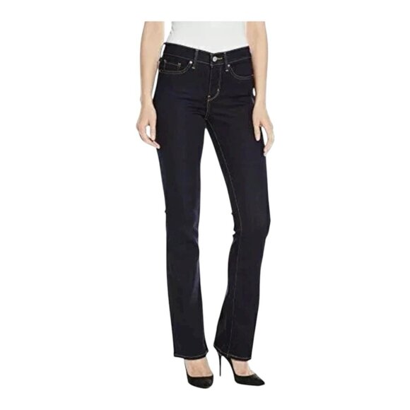 Levi's Women 315 Shaping Bootcut Mid Rise Zip Fly Stretch Jeans 18W Dark Blue - Picture 1 of 16